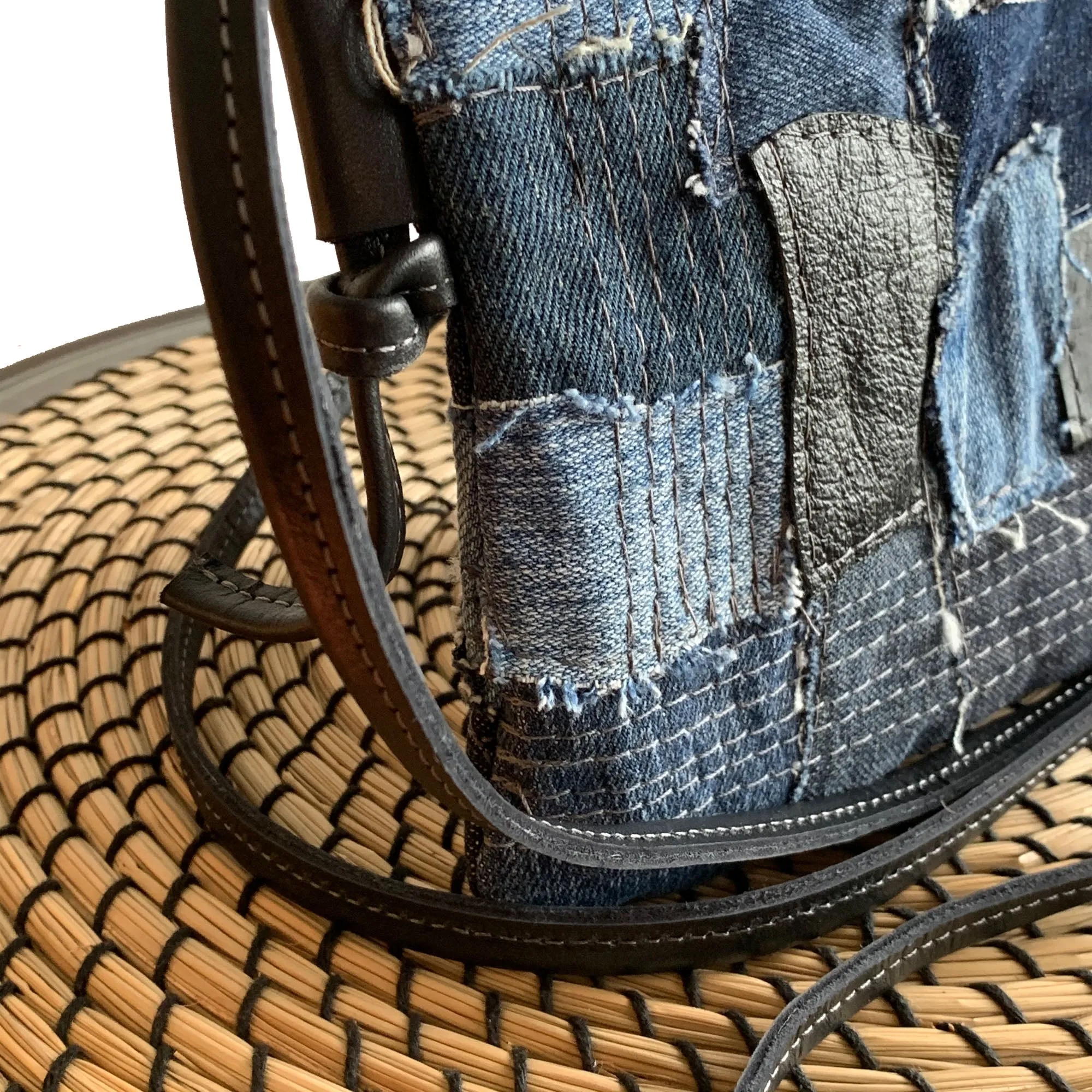 Juno Repurposed Denim & Leather Zippered Crossbody