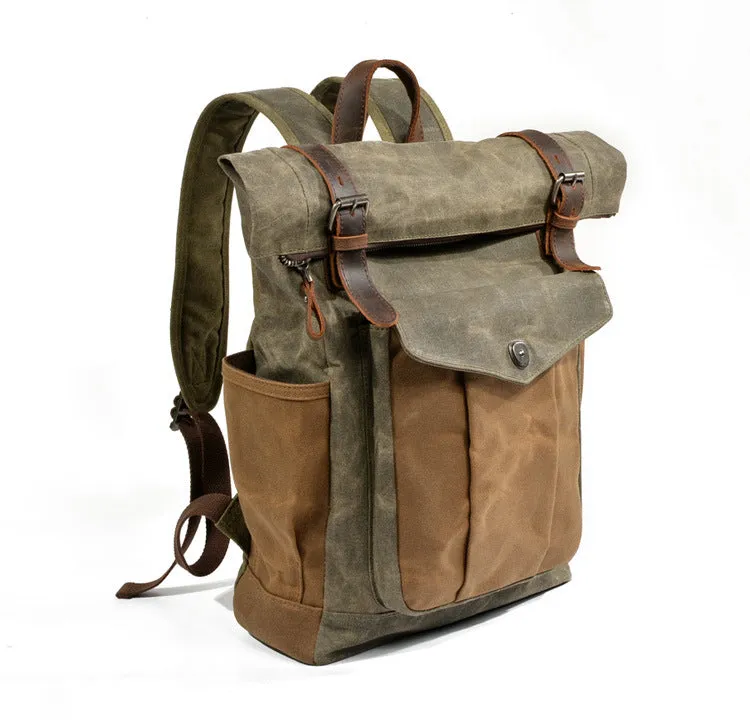 Kars Waxed Canvas & Leather Backpack