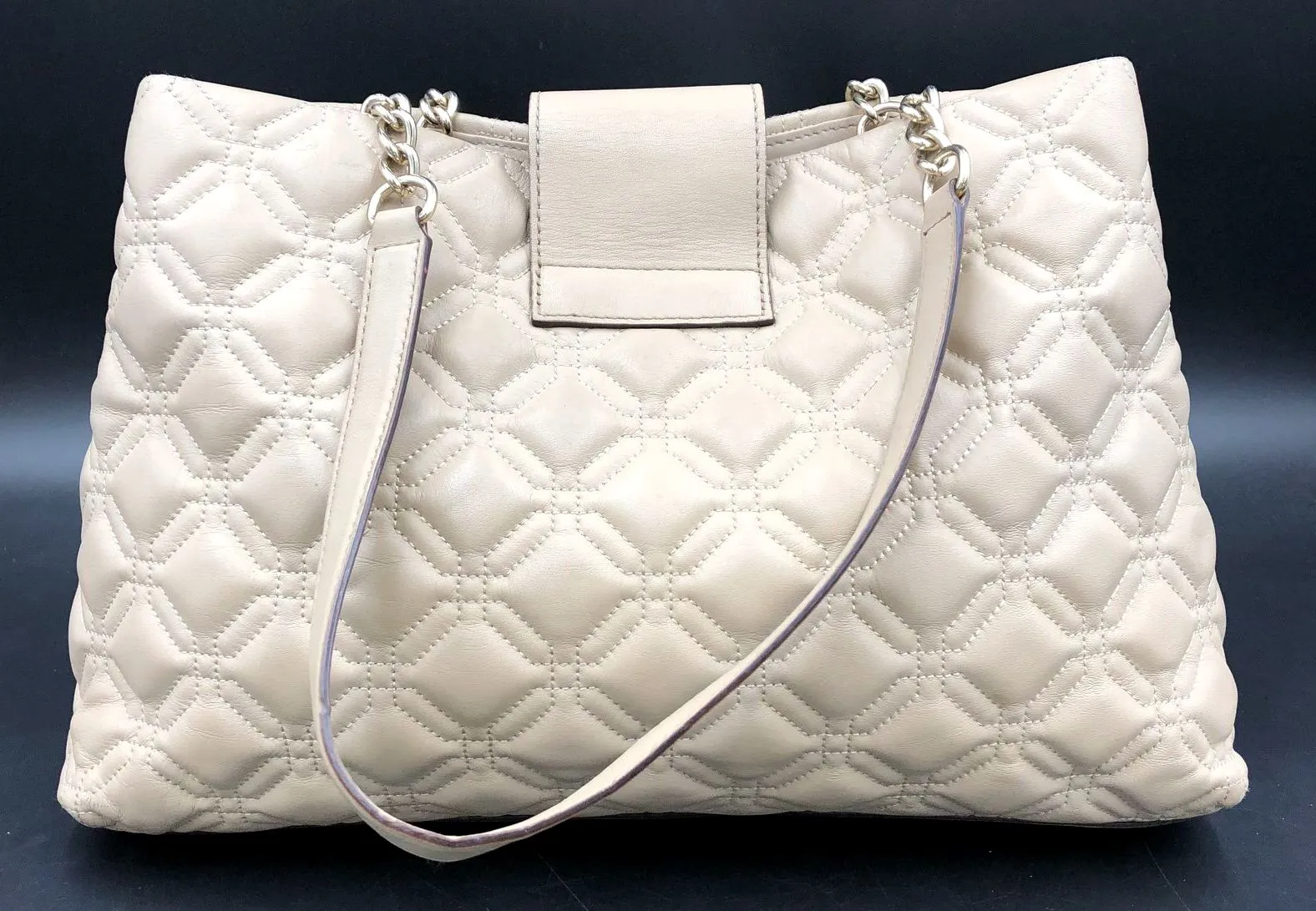 Kate Spade Tan Quilted Leather Shoulder Bag w/ Gold-Tone Turnlock/Accents ( COA)