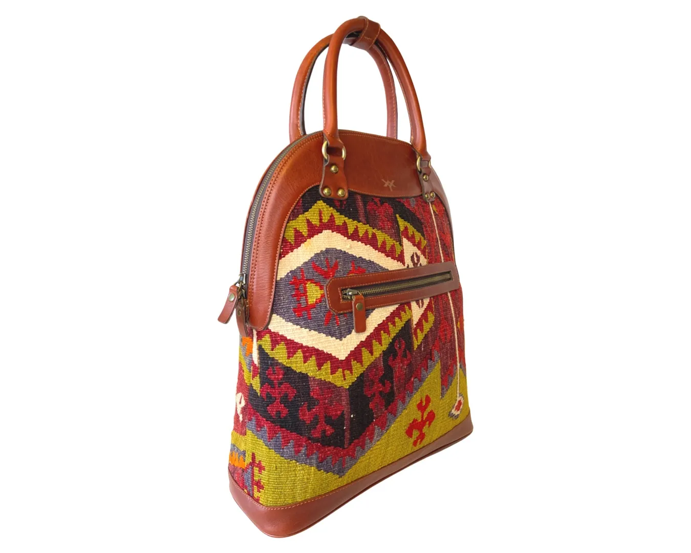 Kilim Vintage Leather Bag - Tote Handbag - Weekender & Travel Bag
