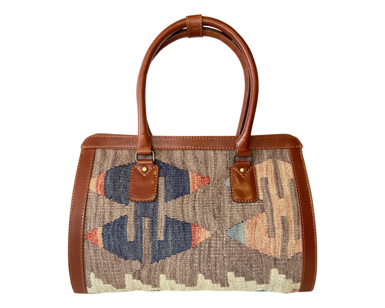 Kilim Weekender & Travel Bag - Duffle Bag - Leather Kilim With Rug Pattern Handbag