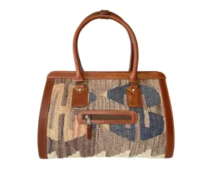 Kilim Weekender & Travel Bag - Duffle Bag - Leather Kilim With Rug Pattern Handbag