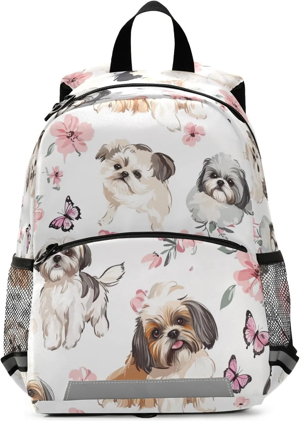 KLL Aesthetic Shih Tzu Dogs White kid backpacks drawstring book bags for toddler