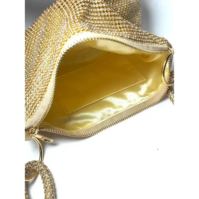 Knotted rhinestone pure handmade new diamond full diamond armpit bag
