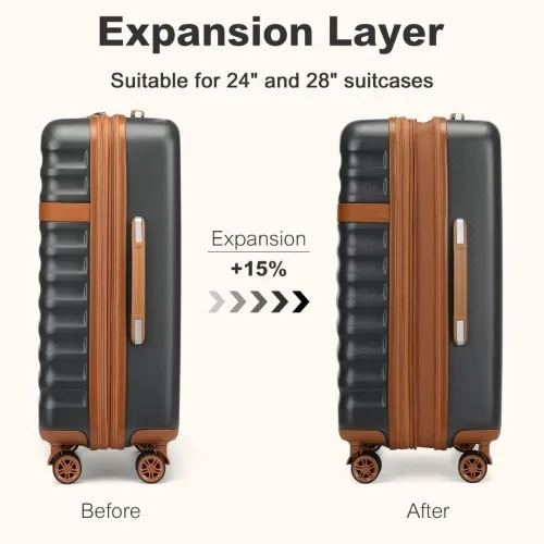 Kono 28" Expandable Lightweight Hard Shell Suitcase with TSA Lock - Grey & Brown