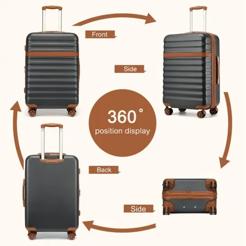 Kono 28" Expandable Lightweight Hard Shell Suitcase with TSA Lock - Grey & Brown