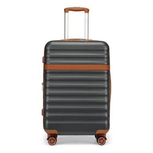 Kono 28" Expandable Lightweight Hard Shell Suitcase with TSA Lock - Grey & Brown