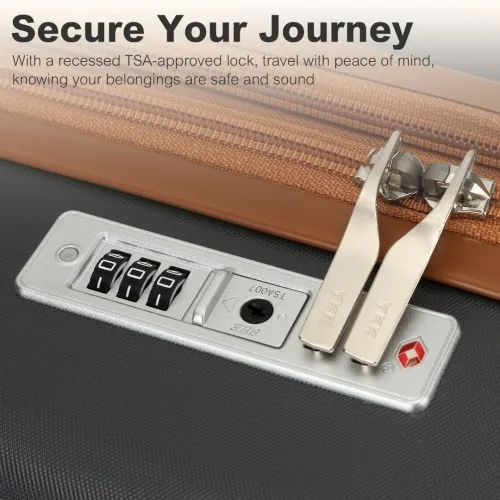 Kono 28" Expandable Lightweight Hard Shell Suitcase with TSA Lock - Grey & Brown