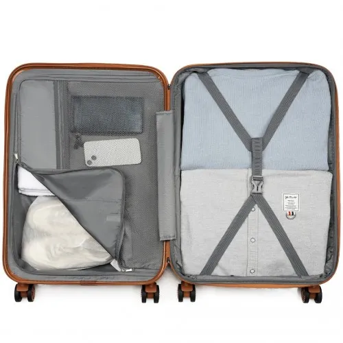 Kono 28" Expandable Lightweight Hard Shell Suitcase with TSA Lock - Grey & Brown