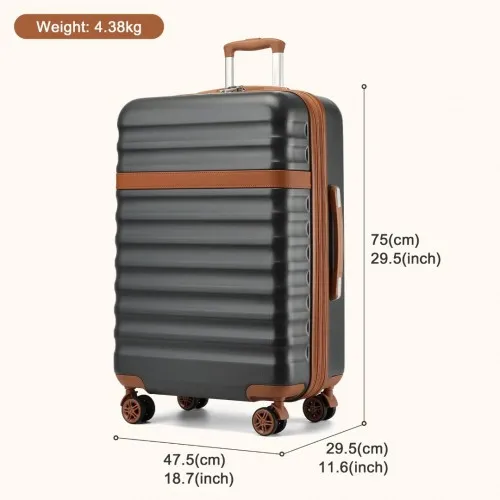 Kono 28" Expandable Lightweight Hard Shell Suitcase with TSA Lock - Grey & Brown