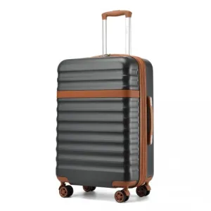 Kono 28" Expandable Lightweight Hard Shell Suitcase with TSA Lock - Grey & Brown