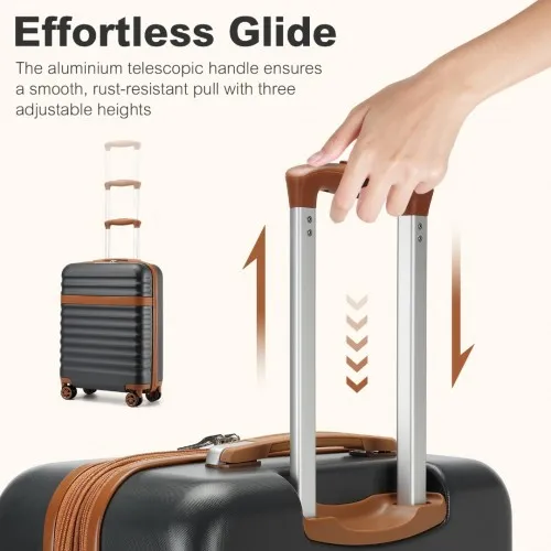 Kono 28" Expandable Lightweight Hard Shell Suitcase with TSA Lock - Grey & Brown