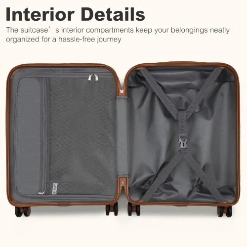 Kono 28" Expandable Lightweight Hard Shell Suitcase with TSA Lock - Grey & Brown