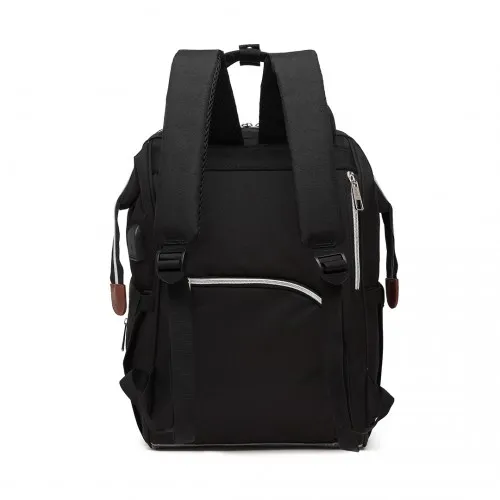 KONO Polka Dot Maternity Backpack Bag with USB Connectivity - Large Capacity, Multifunctional, Water Resistant - Black