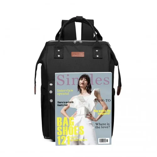 KONO Polka Dot Maternity Backpack Bag with USB Connectivity - Large Capacity, Multifunctional, Water Resistant - Black
