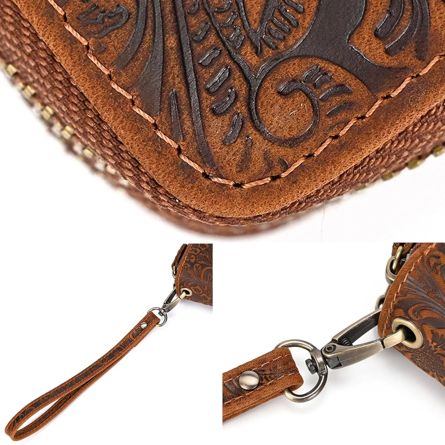 KPYWZER Leather Clutch Purse Wallet Men Wrist Bag
