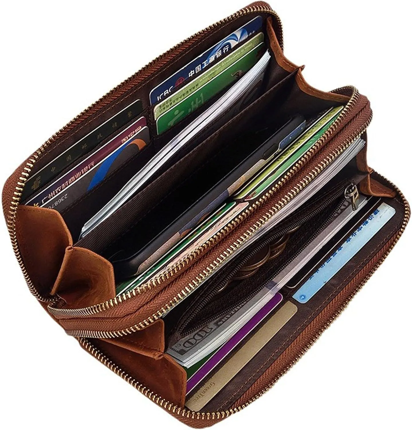 KPYWZER Leather Clutch Purse Wallet Men Wrist Bag