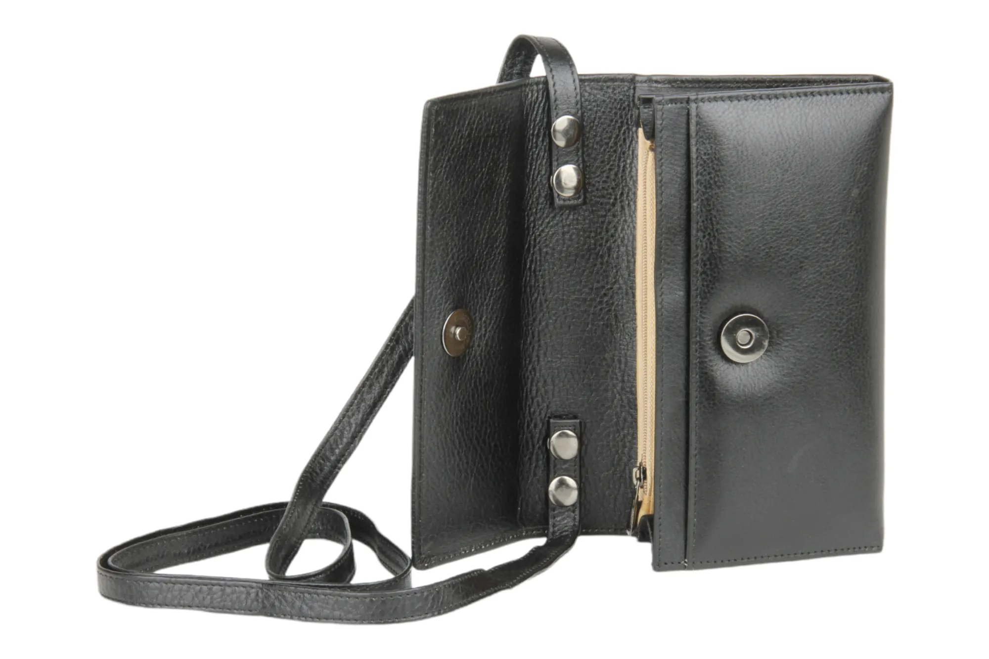 Ladies Premium leather clutch with detachable sling strap 54503 (BLACK)