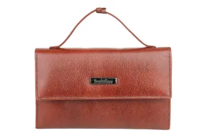 Ladies Premium leather clutch with detachable sling strap 54503 (BROWN)