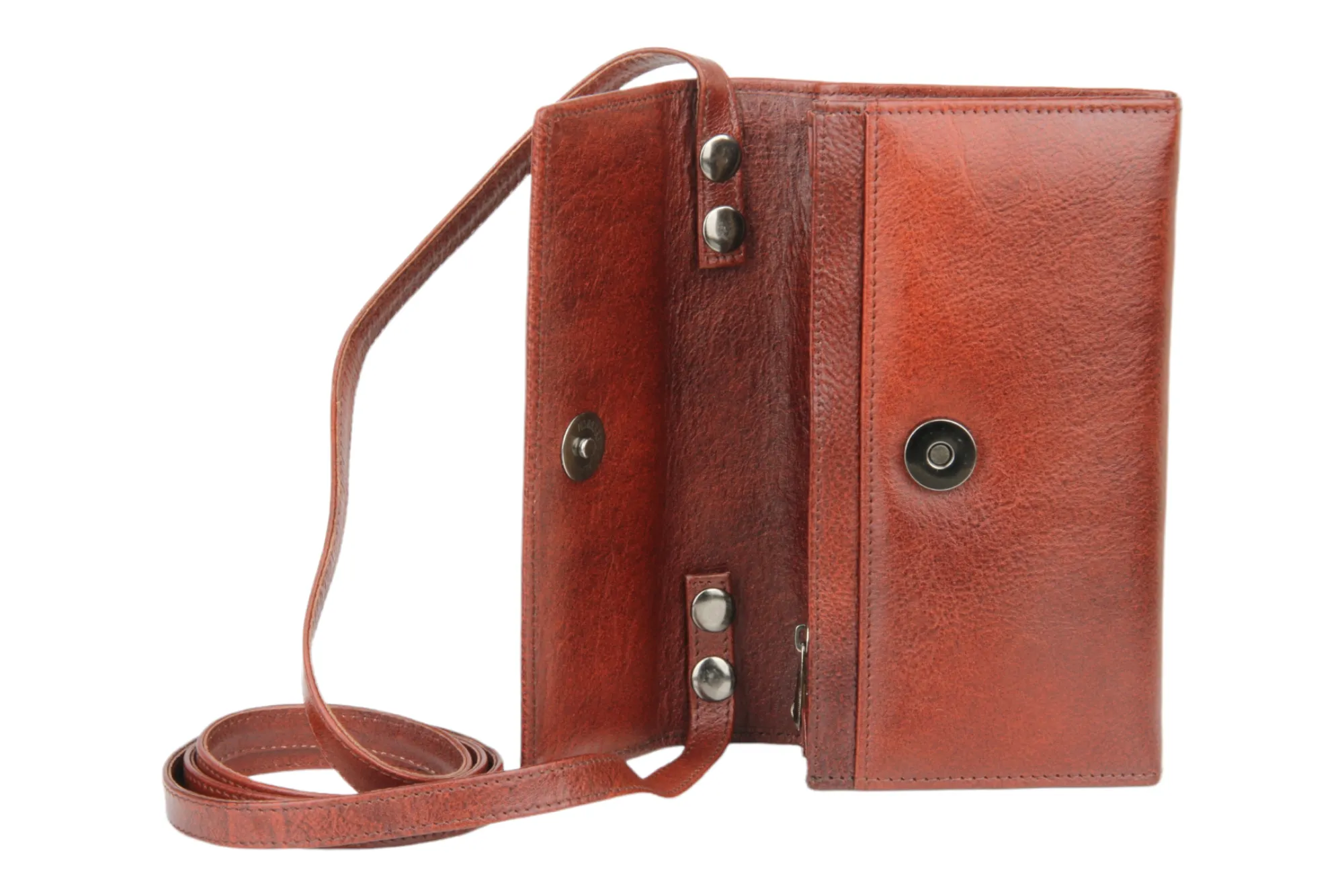 Ladies Premium leather clutch with detachable sling strap 54503 (BROWN)