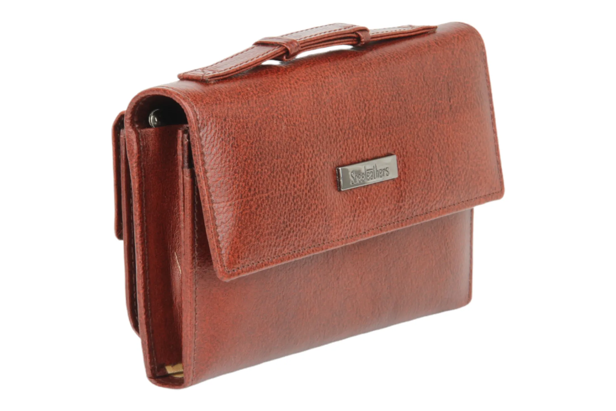 Ladies Premium leather clutch with detachable sling strap 54503 (BROWN)