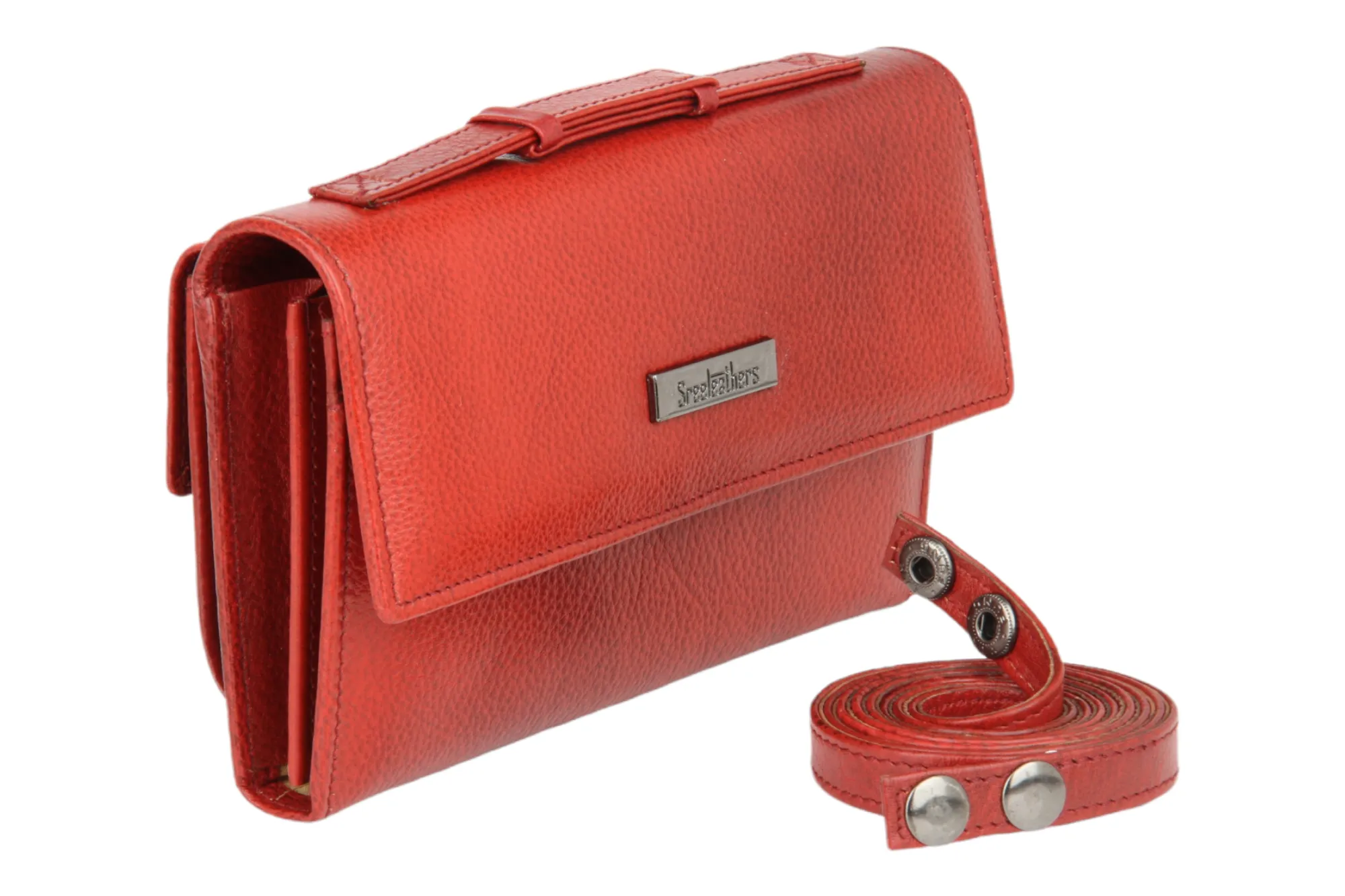 Ladies Premium leather clutch with detachable sling strap 54503 (MAROON)