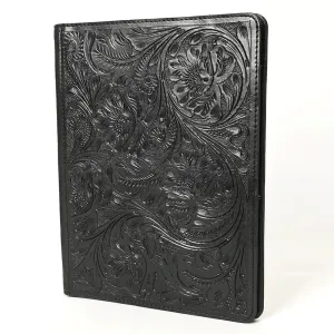 Lancaster Black Hand Tooled Leather Portfolio