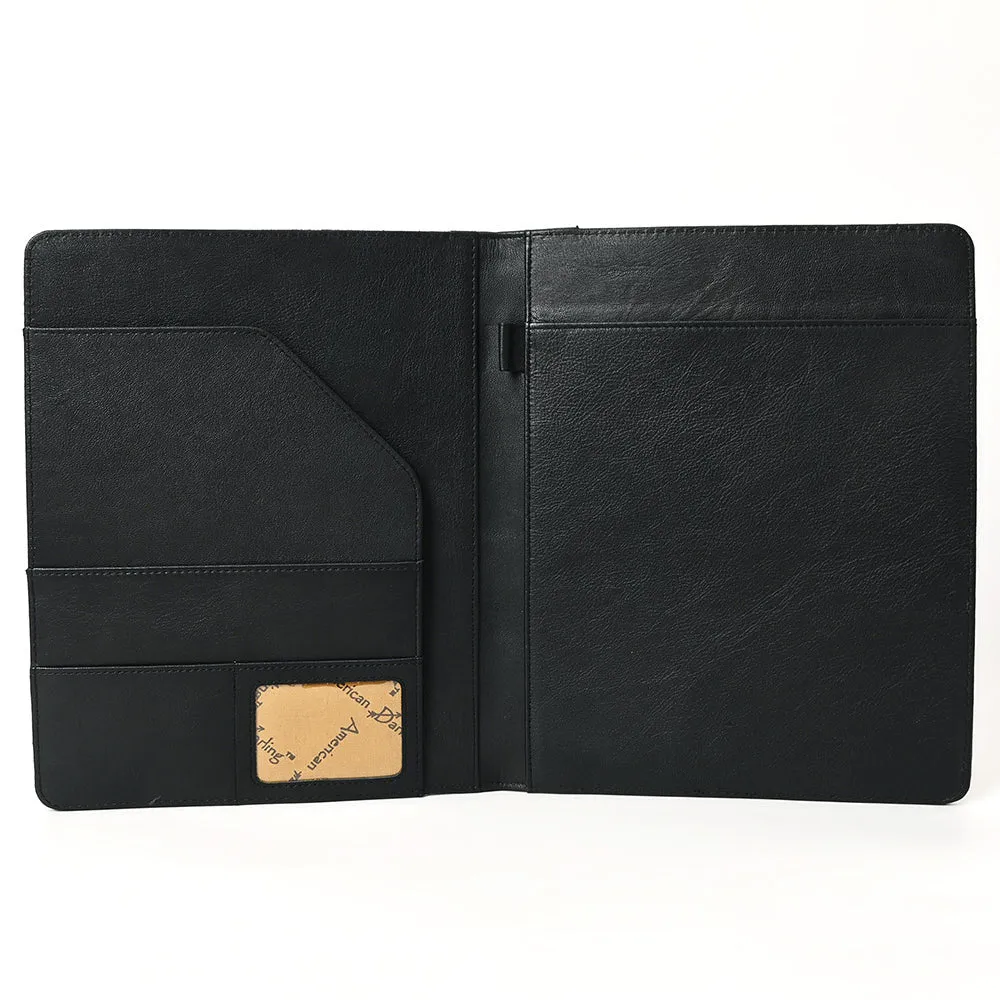 Lancaster Black Hand Tooled Leather Portfolio