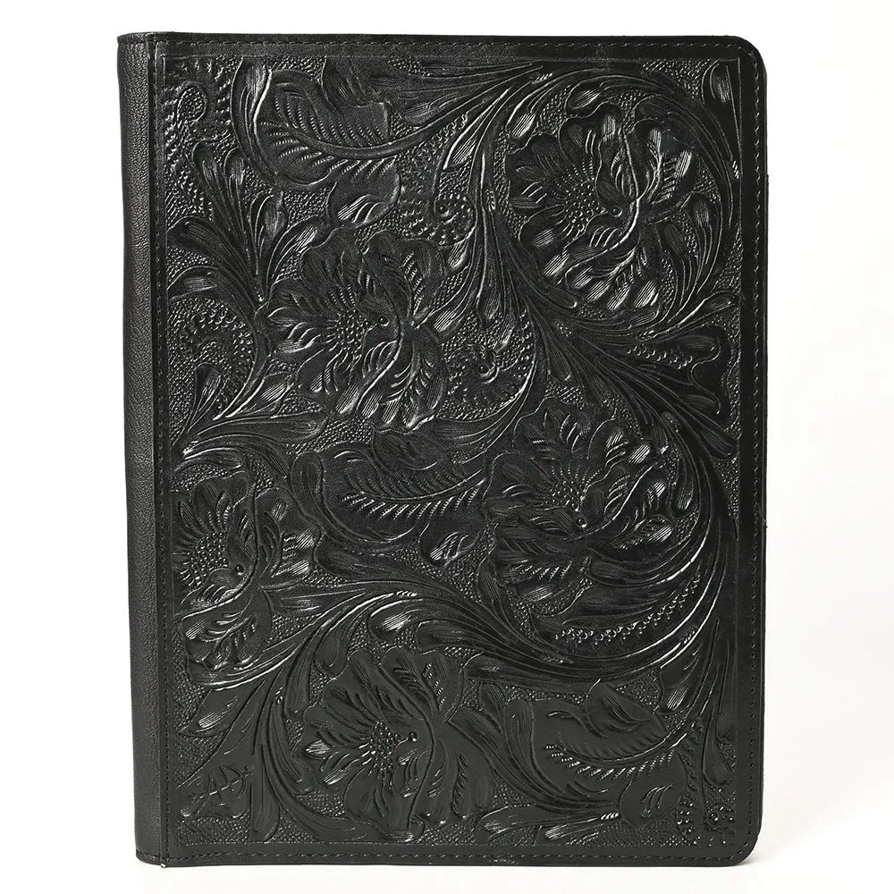 Lancaster Black Hand Tooled Leather Portfolio