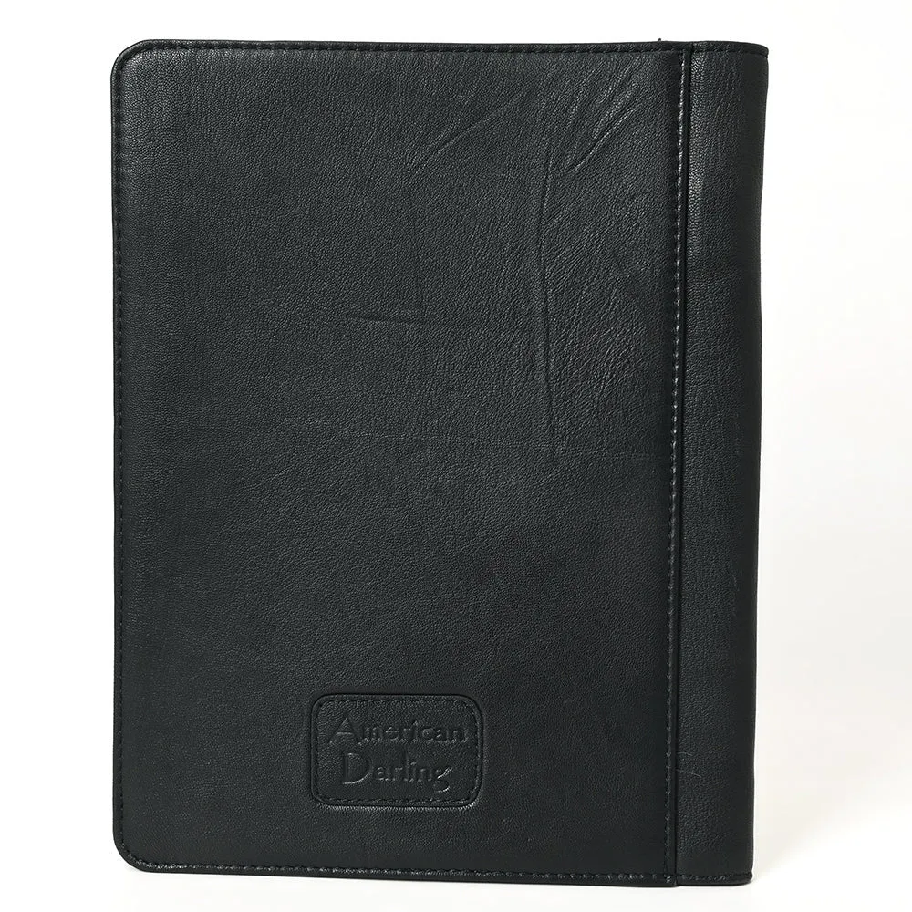 Lancaster Black Hand Tooled Leather Portfolio