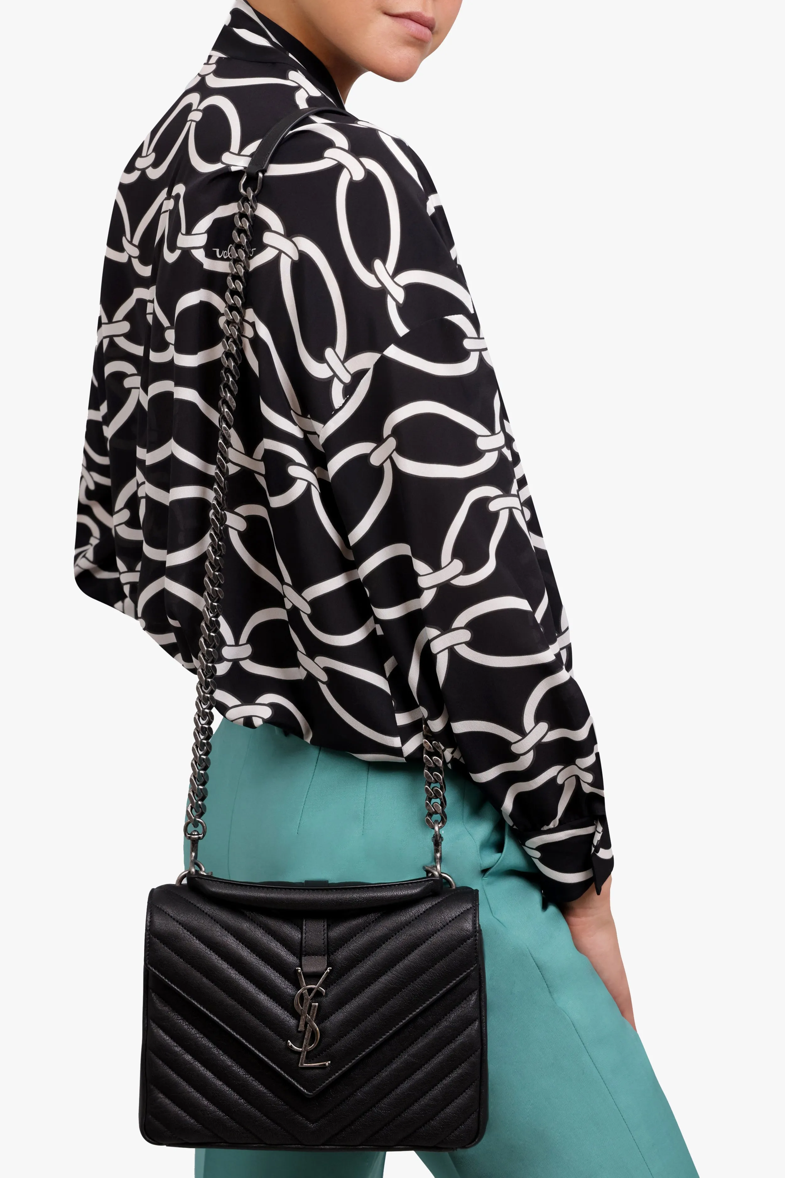 LARGE COLLEGE BAG BLACK/SILVER