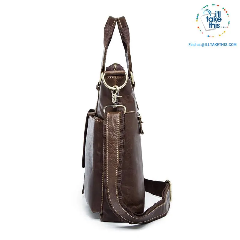 Large Mens Genuine Leather shoulder/Manbag, Ideal male fashion in a Crossbody Bag 4 Colors
