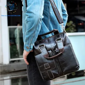 Large Mens Genuine Leather shoulder/Manbag, Ideal male fashion in a Crossbody Bag 4 Colors