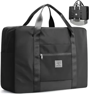 Large Travel Bag for Women, Foldable Travel Duffel Bag with Trolley Sleeve, Carry on Weekender Overnight Bag with Wet Pocket, Black, Large, 1 Travel Bag