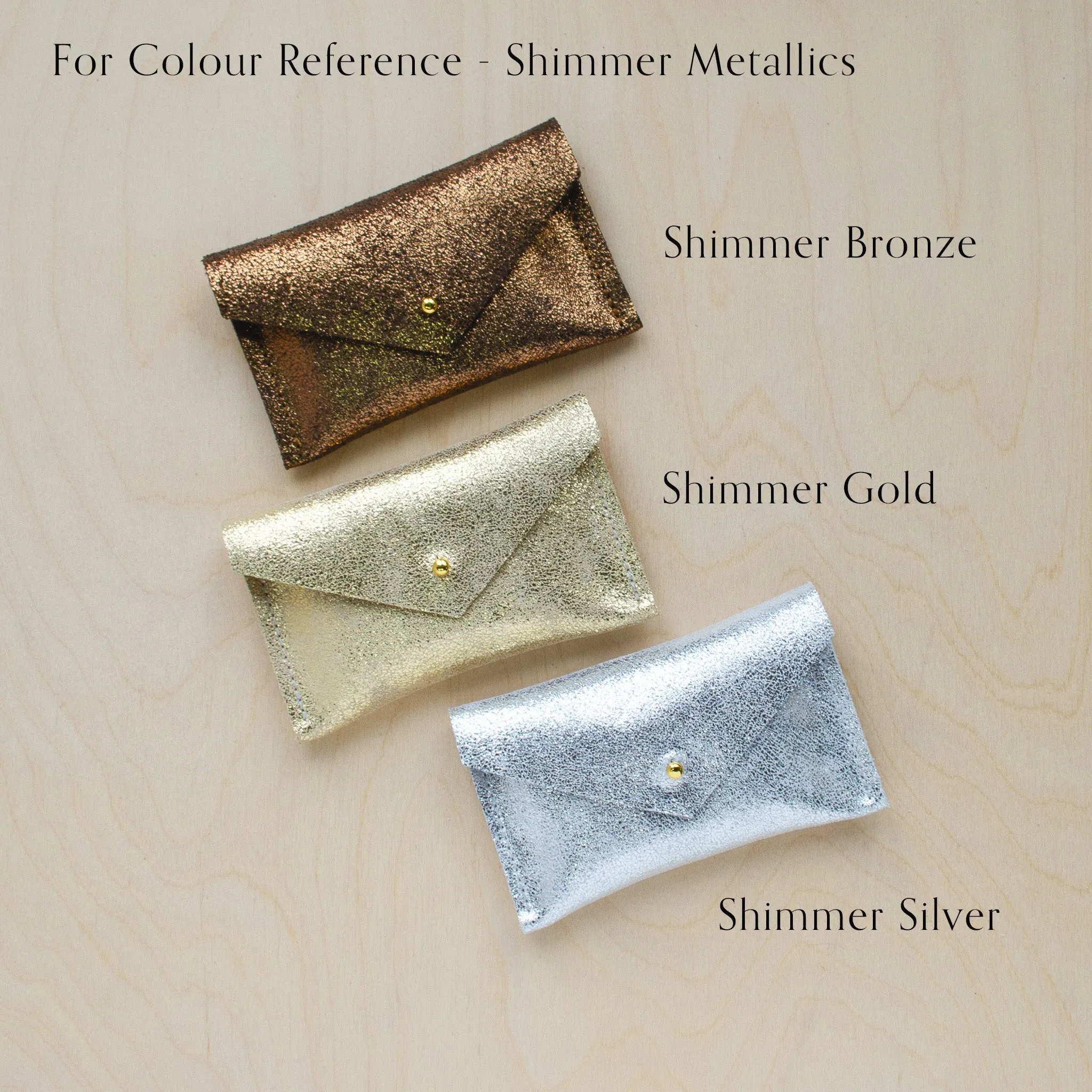 Leather Clutch Purse Gold Silver & Bronze