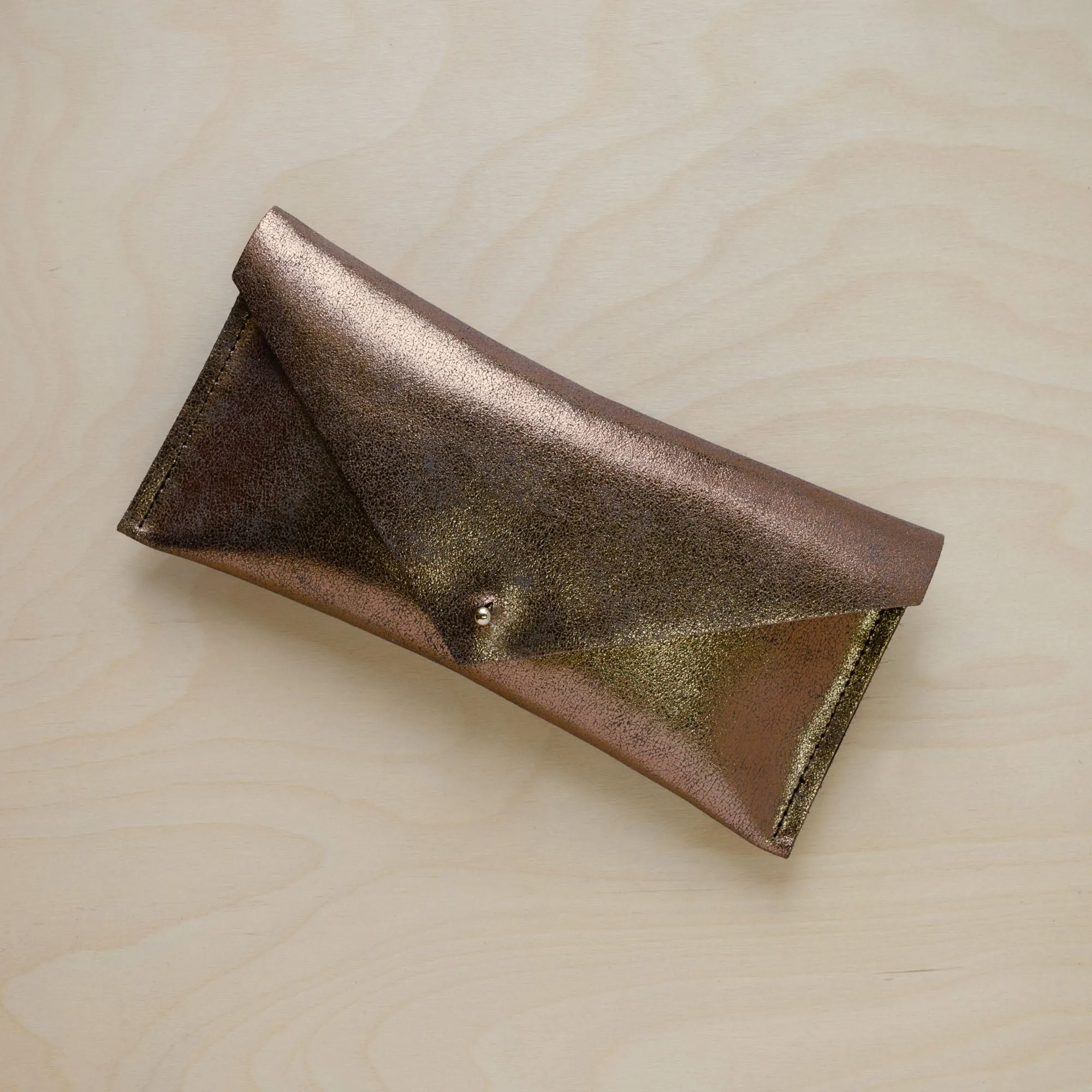 Leather Clutch Purse Gold Silver & Bronze