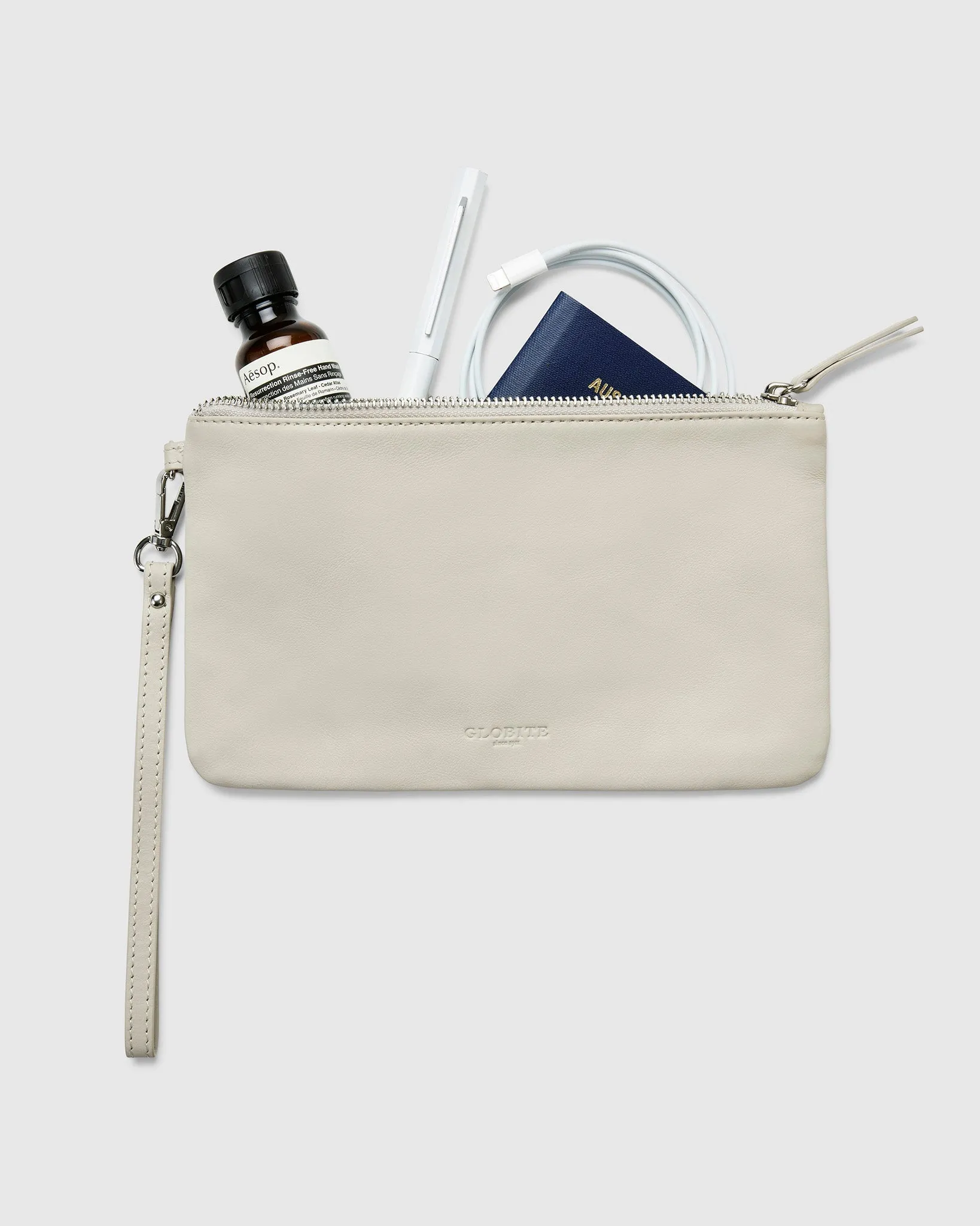 Leather Clutch Travel Pouch - Cinder Grey