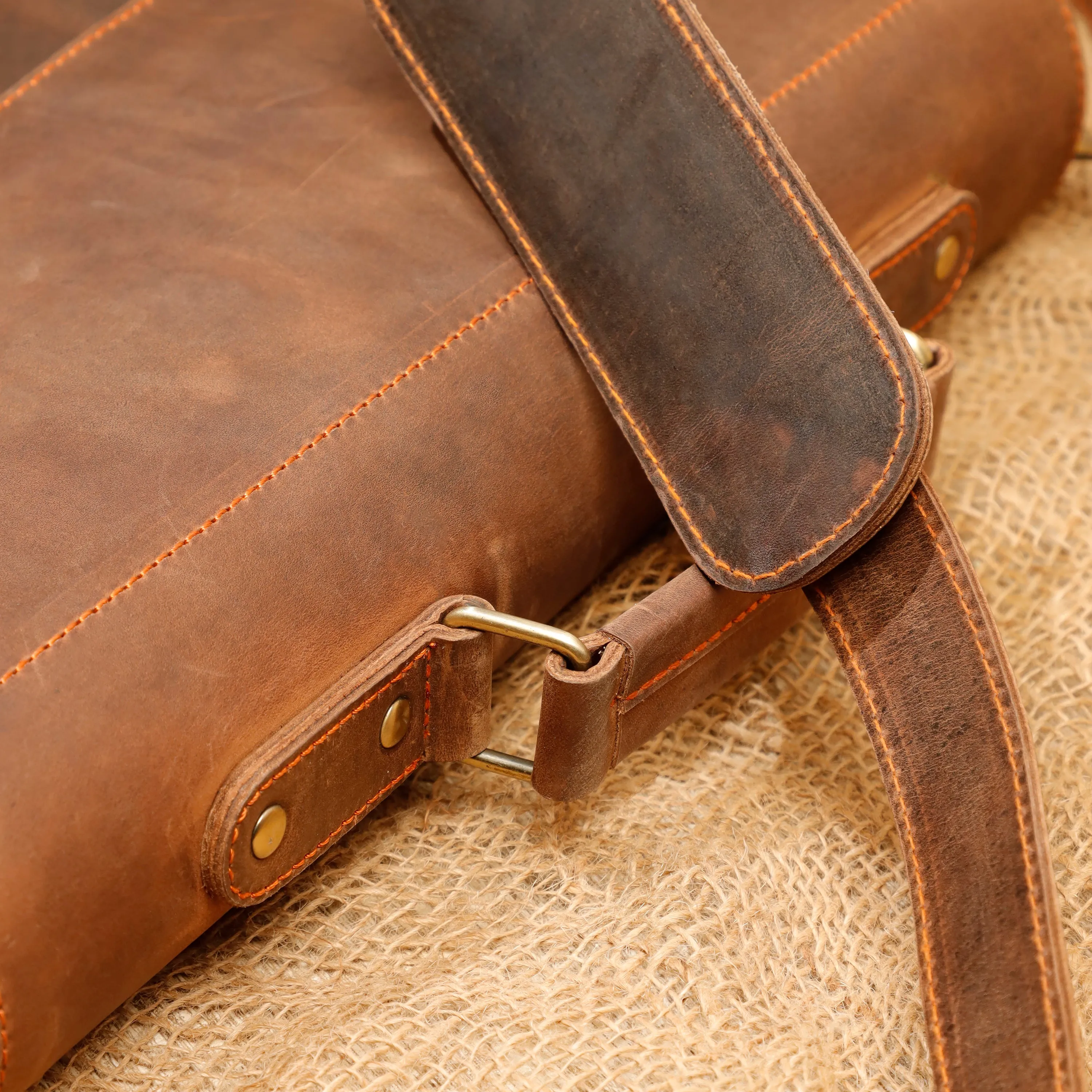 Leather Crazy Horse Briefcase Messenger Bag 15.6 inch Laptop Tablet Shoulder Bag