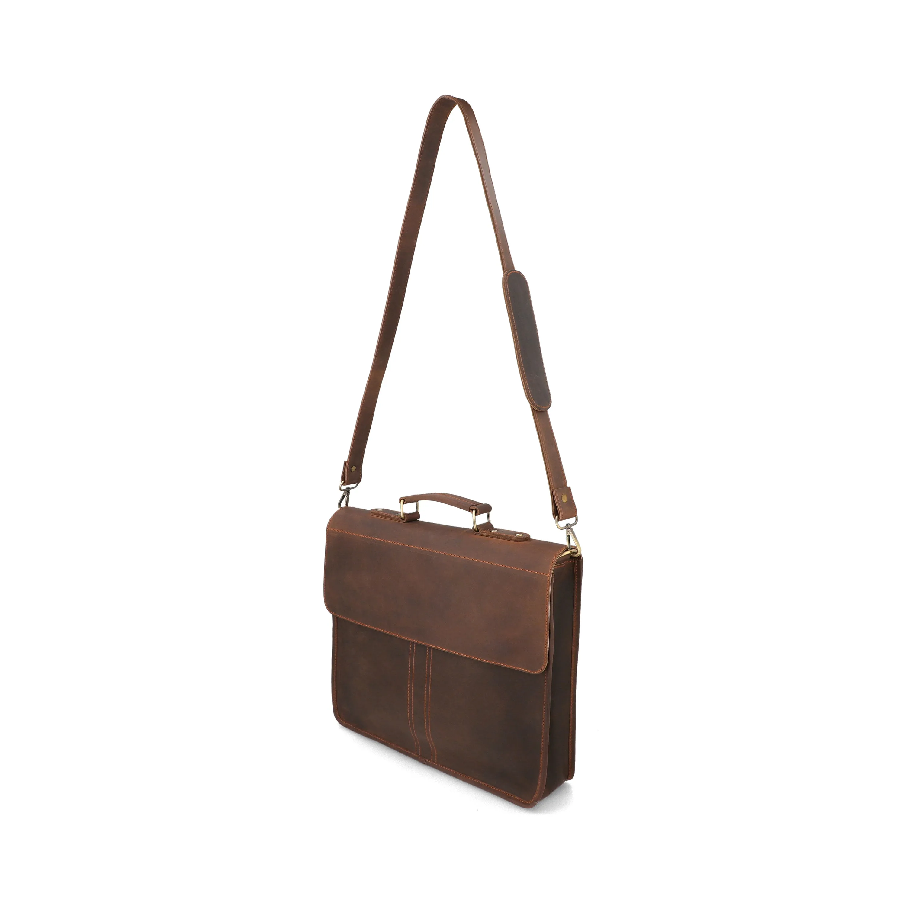 Leather Crazy Horse Briefcase Messenger Bag 15.6 inch Laptop Tablet Shoulder Bag