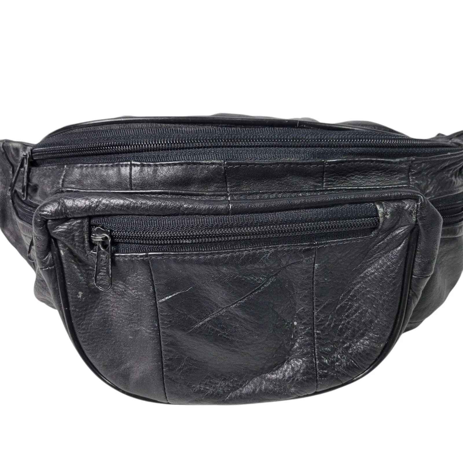 Leather Fanny Pack Black Adjustable Bum Belt Waist Pouch Retro Sling Waist Bag Unisex