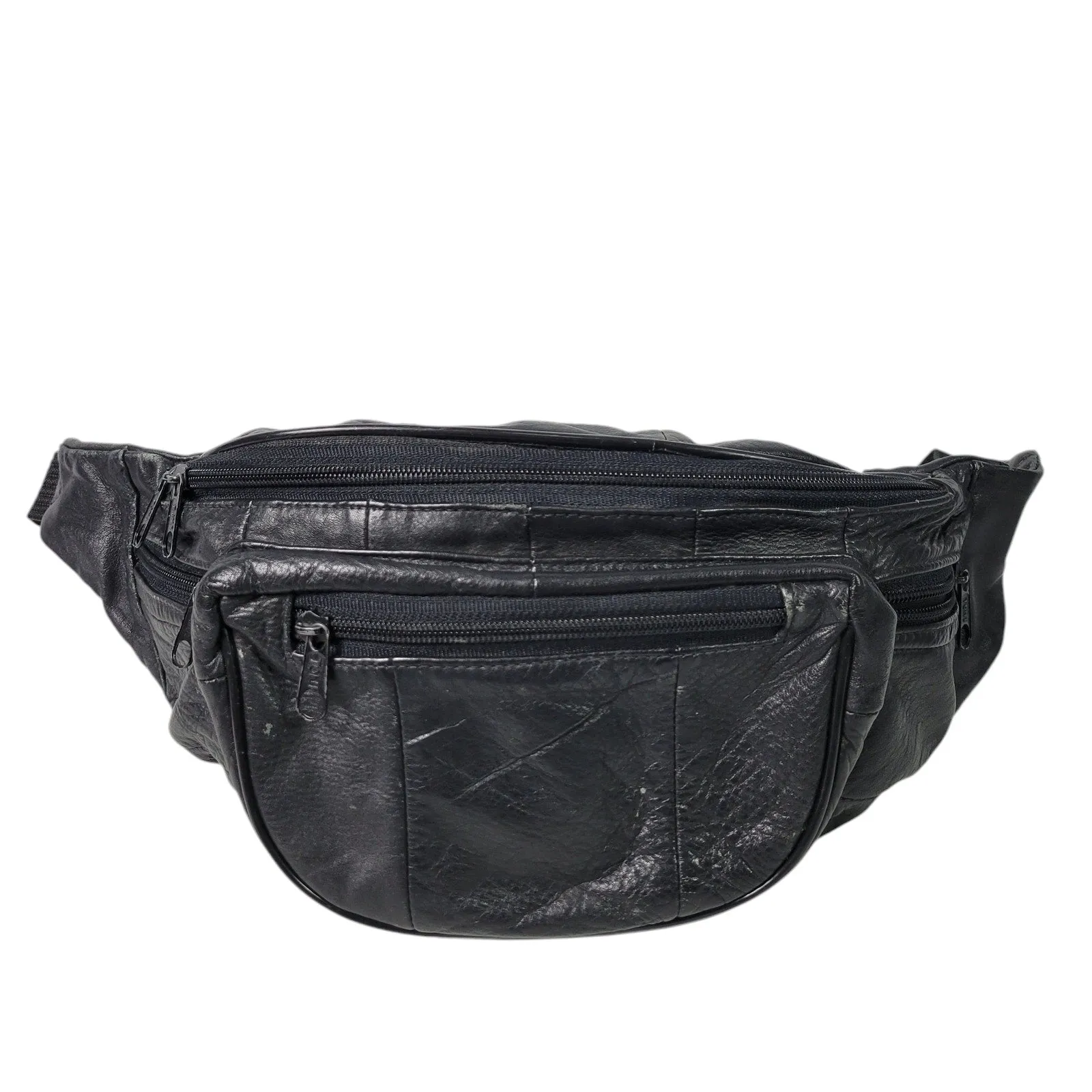 Leather Fanny Pack Black Adjustable Bum Belt Waist Pouch Retro Sling Waist Bag Unisex