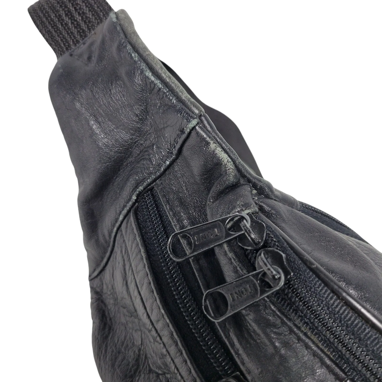 Leather Fanny Pack Black Adjustable Bum Belt Waist Pouch Retro Sling Waist Bag Unisex