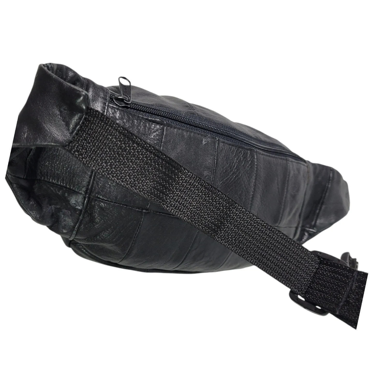 Leather Fanny Pack Black Adjustable Bum Belt Waist Pouch Retro Sling Waist Bag Unisex