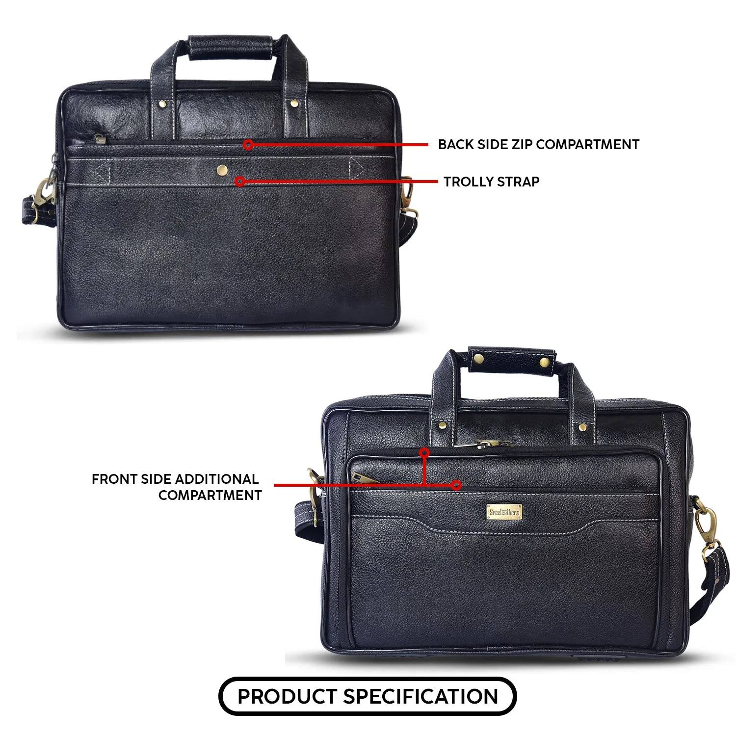 Leather Laptop Bag 36806 (Black)