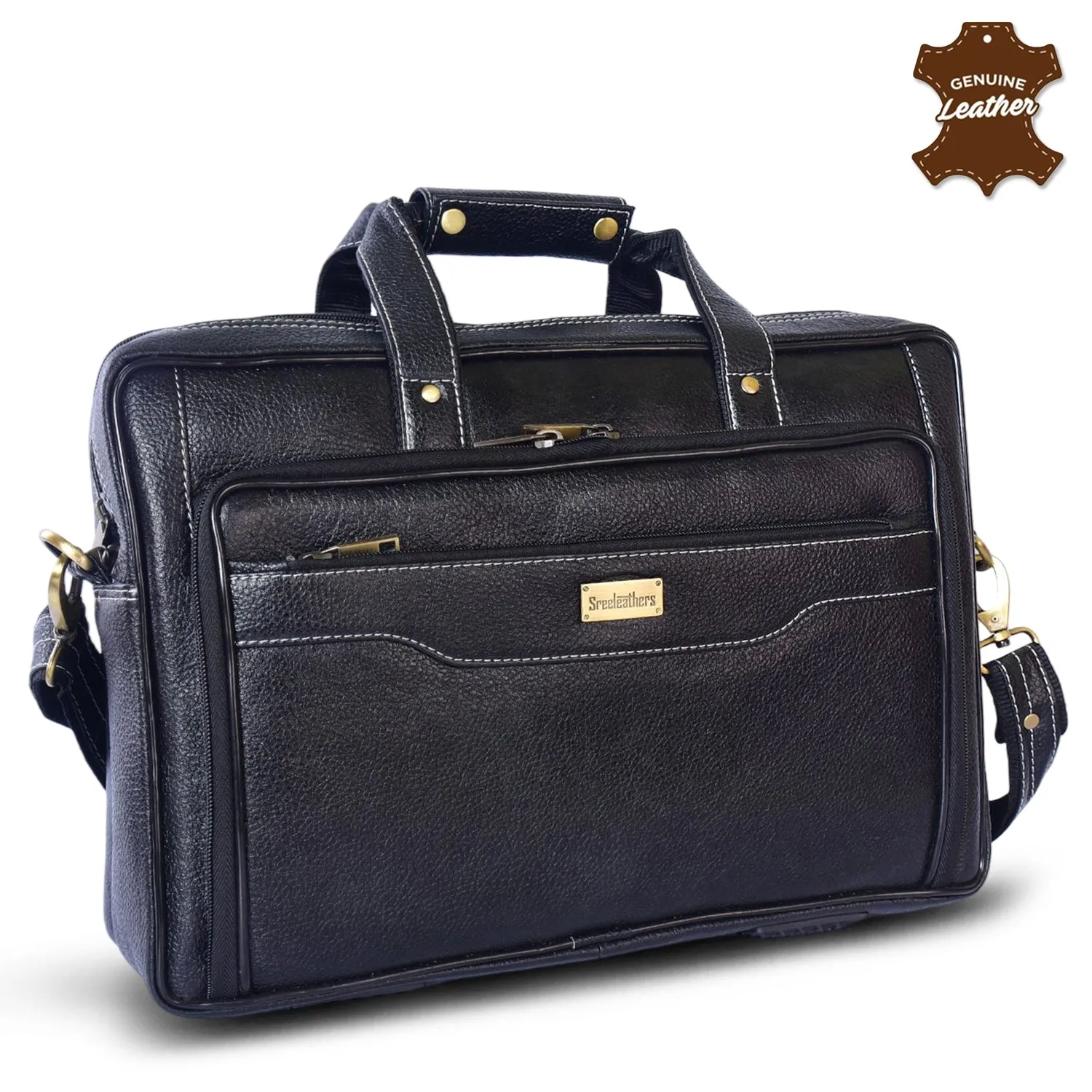 Leather Laptop Bag 36806 (Black)