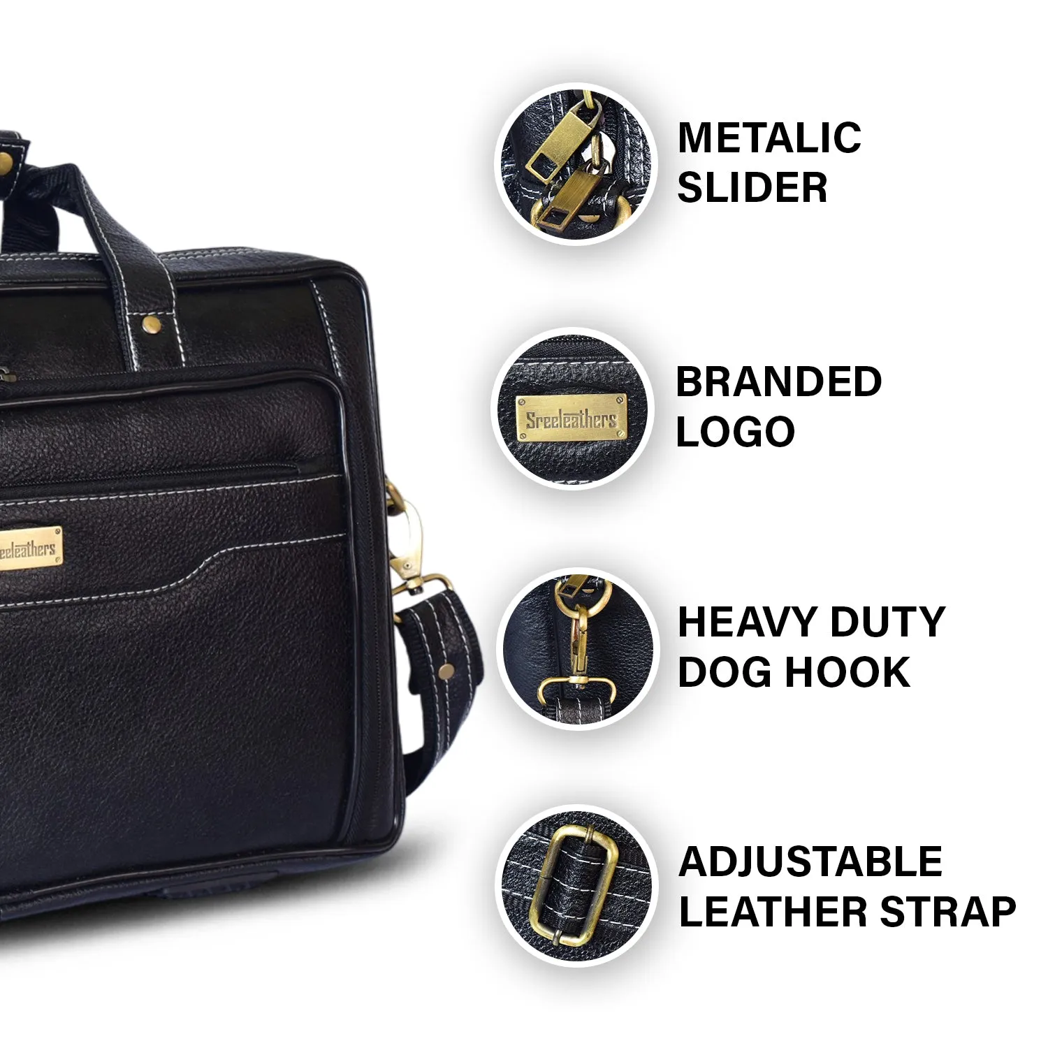 Leather Laptop Bag 36806 (Black)