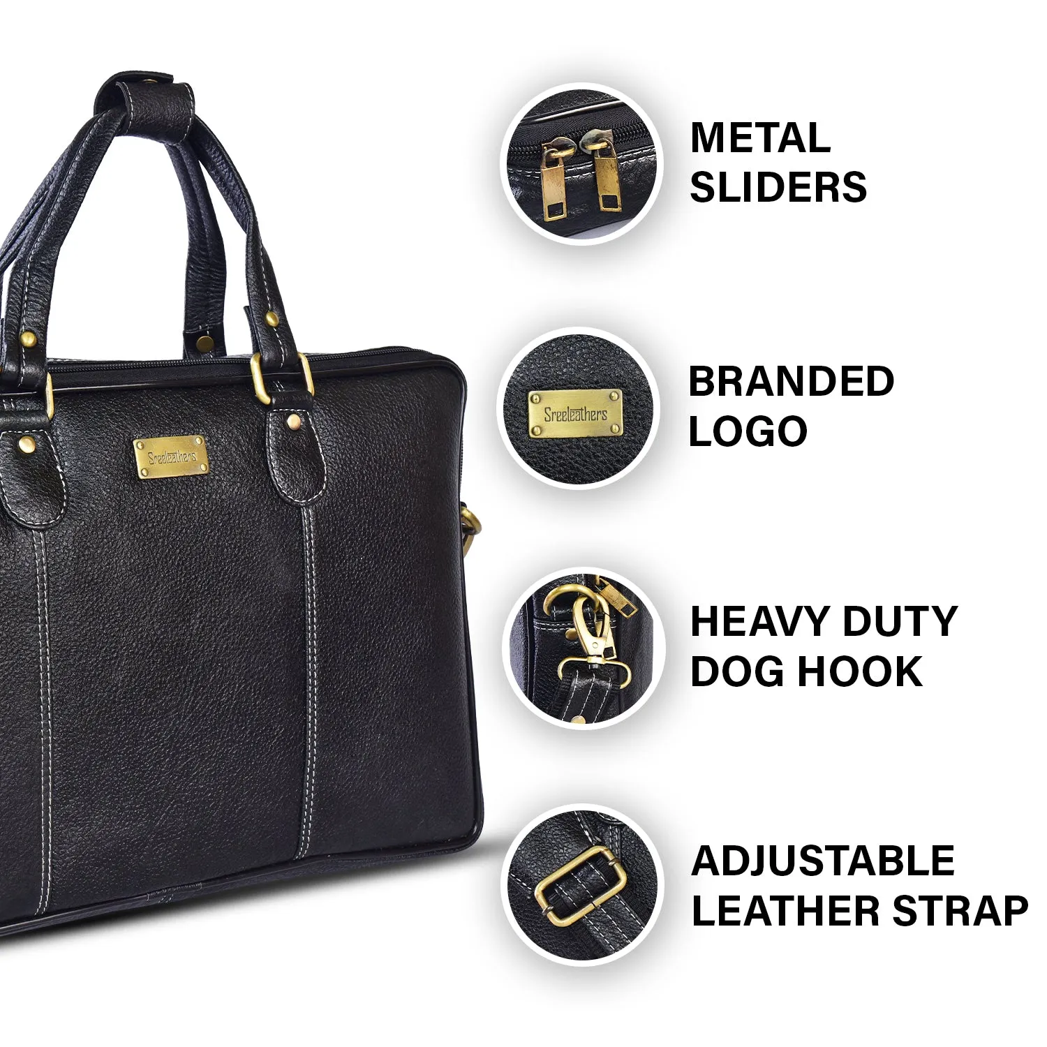 Leather Laptop Bag 36808 (BLACK)