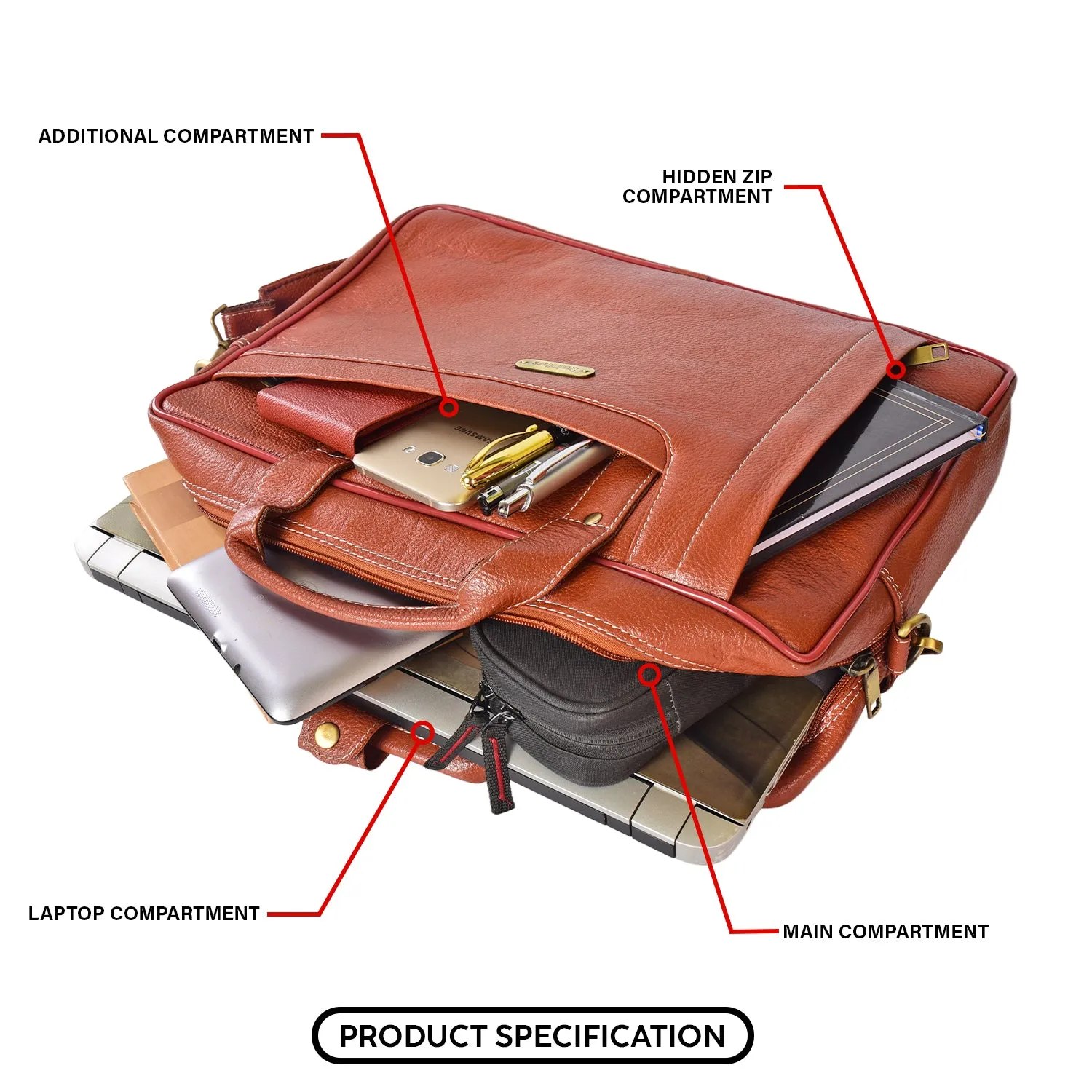 Leather Laptop Bag  998904 (Tan)