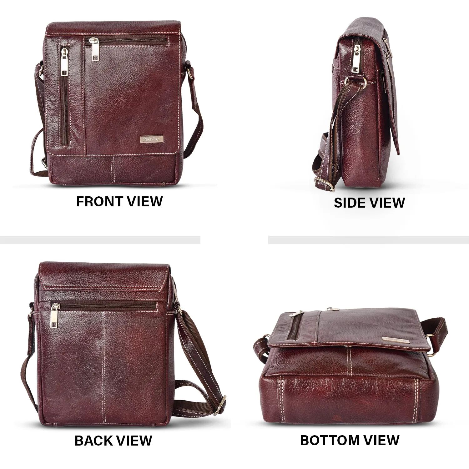 Leather Messenger Bag 36813 (BROWN)