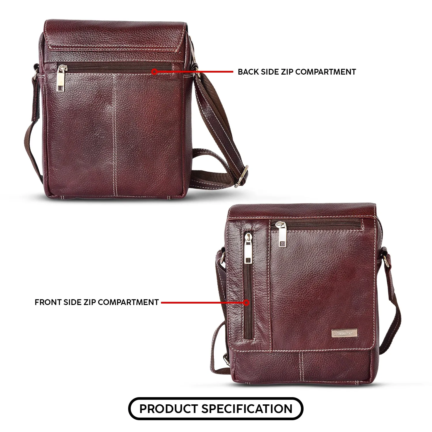 Leather Messenger Bag 36813 (BROWN)